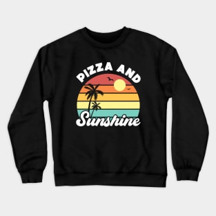 Pizza and Sunshine Vintage Sunset Summer Beach Food Crewneck Sweatshirt